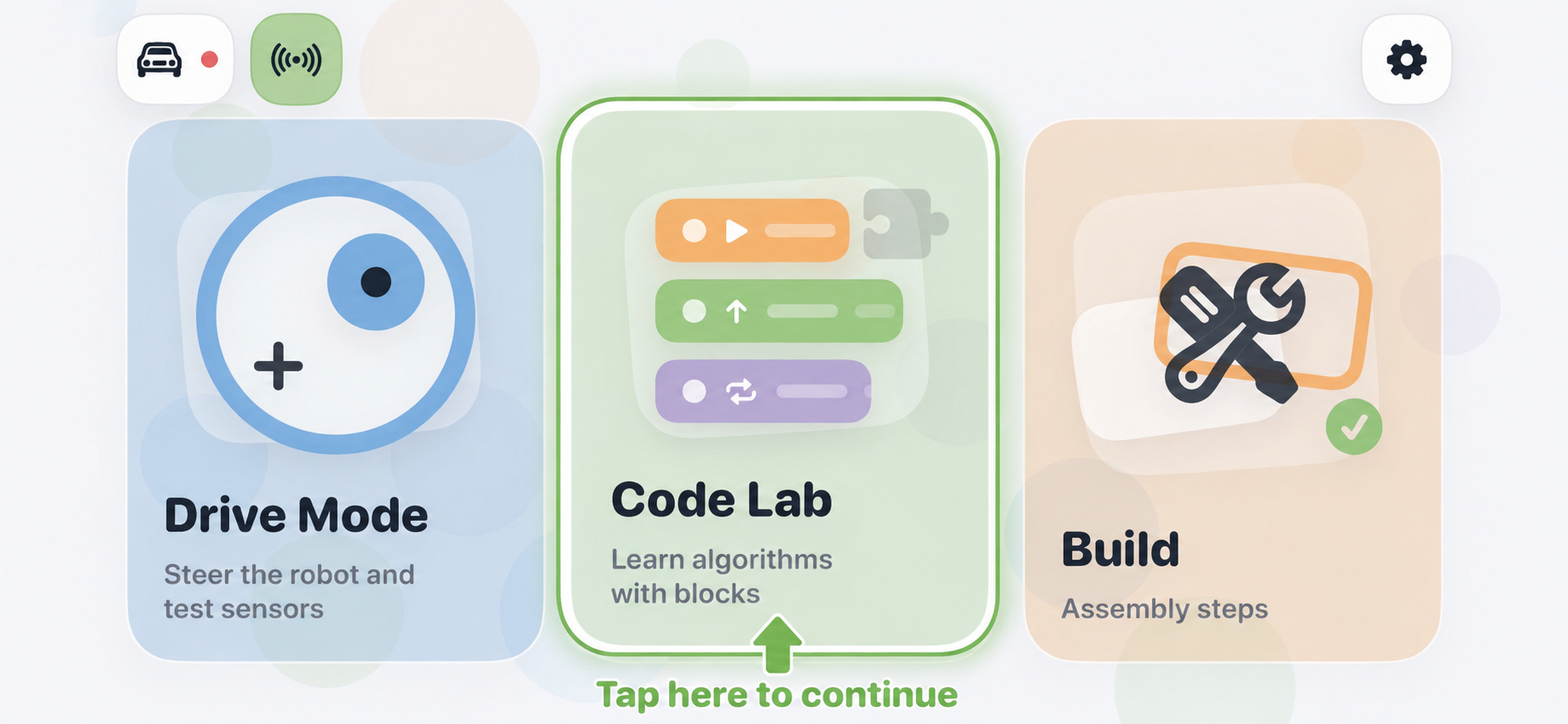 MAKIQO app screen with Code Lab selected
